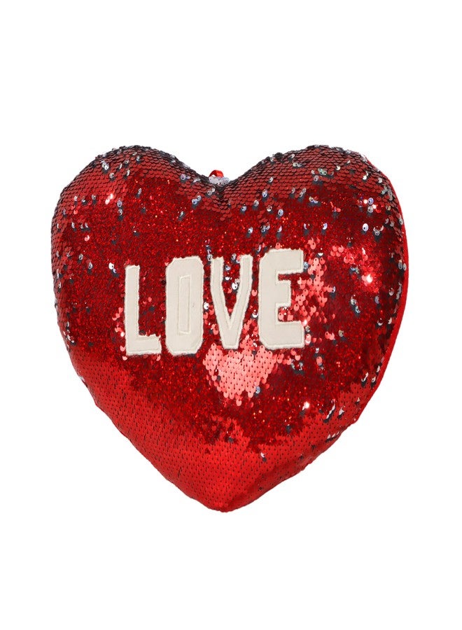 MABLE Reversible Sequin Heart Shape Cushion (30 Cm) Stuffed with Love, Soft Plush Cushions for Girls/Boys, Lightweight Velvety Touch for Comforting Hugs, Gift for Girlfriend/Boyfriend - Image 1